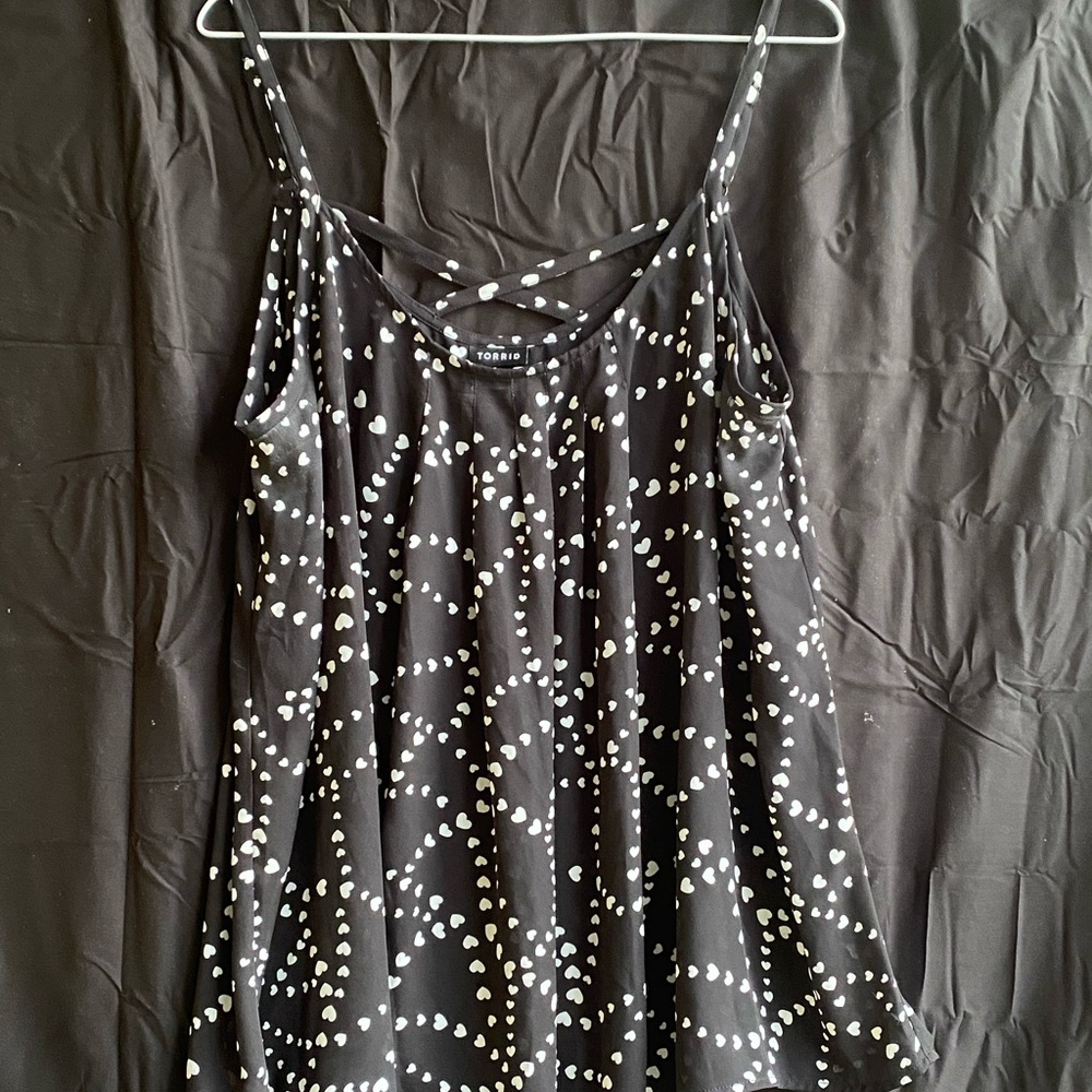 Torrid Sz 1X black w/ white hearts sheer tank top